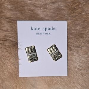 Kate Spade Girls Trip Gold Stud Earrings NWT